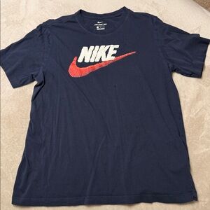 Nike Navy Blue Tee with Red Swoosh Men’s Size Large